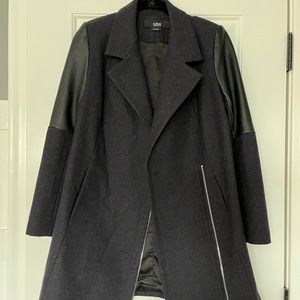 Cut25 yigal azrouel wool coat jacket lamb leather size 6 plaid winter zip